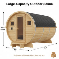 Outdoor Traditional Sauna Built for Wellness Sessions, 4-6 Person Capacity, 6KW Heater, Tempered Glass Door