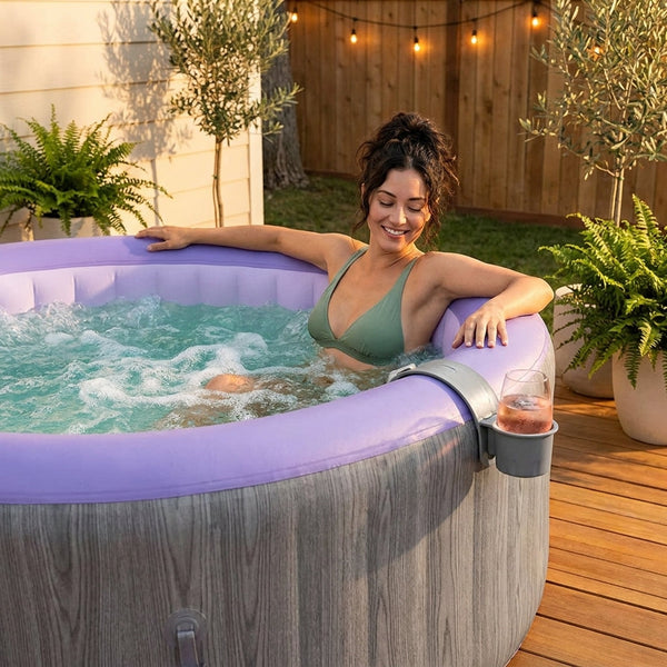 Inflatable Hot Tub Designed for Outdoor Relaxation, 130 Jets, 82 Inch Round, 6 Person Capacity, Built-in Filters