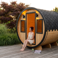 Outdoor Barrel Sauna Built for Traditional Wellness, Finland Pine, 3-Person Capacity, Wet/Dry Design — Lifestyle