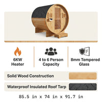 Outdoor Traditional Sauna, 4-6 Person Wooden Sauna, Steam Wet Wood Sauna with 220V with 6KW Heater, Sauna Stone, Thermometer — Results & Stats