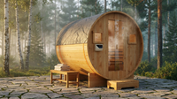 Outdoor Traditional Sauna, 4-6 Person Wooden Sauna, Steam Wet Wood Sauna with 220V with 6KW Heater, Sauna Stone, Thermometer — Lifestyle