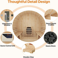 Outdoor Traditional Sauna Built for Wellness Sessions, 4-6 Person Capacity, 6KW Heater, Tempered Glass Door